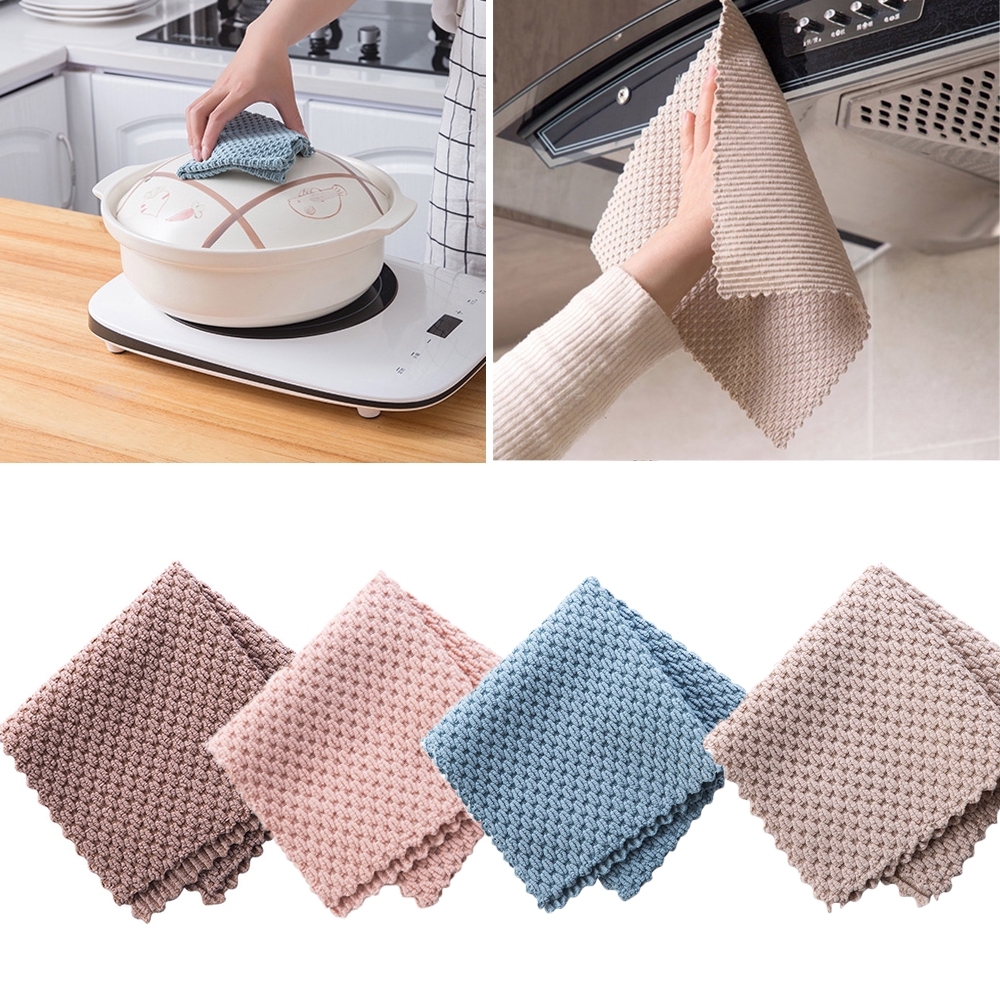 KRNY 1/2Pcs Household Microfiber Rags Kitchen Supplies Dishcloth Cleaning Cloth