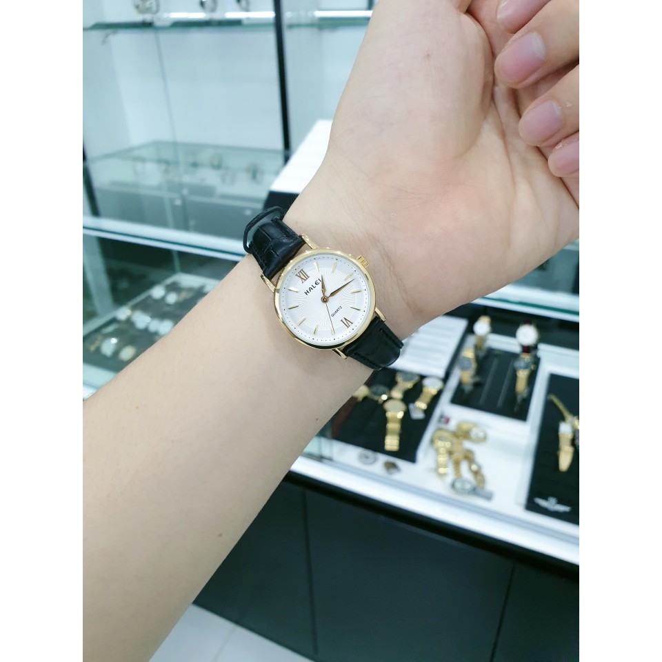Đồng hồ nữ Halei dây da, trẻ trung, thanh lịch