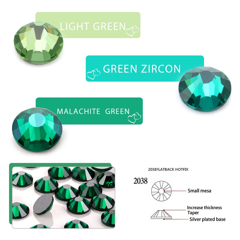 Qiao Phụ Kiện Đá Pha Lê Xanh Lá Đính Trang Trí Móng Tay Không Cần Strass