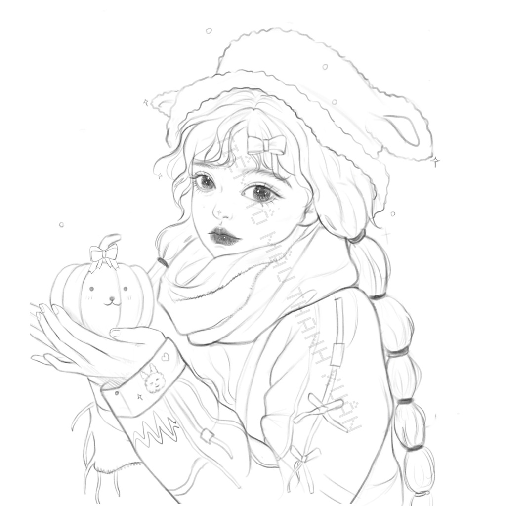 Set 20 Tờ Tranh Tô Màu Cô Gái Kích Thước A5 Tô Màu Sáp, Màu Chì - Tiệm Tô Màu Thanh Xuân