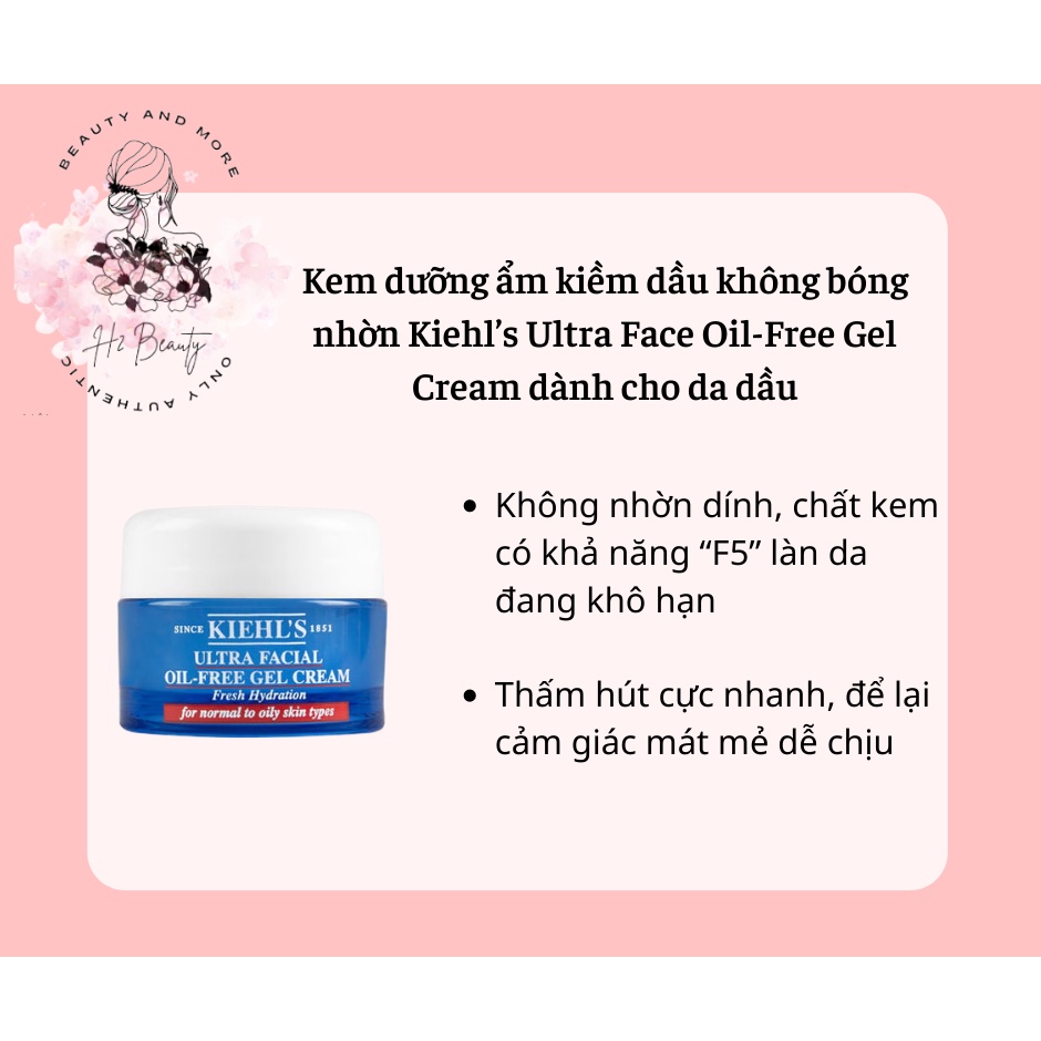 Kem dưỡng ẩm kiềm dầu không bóng nhờn Kiehl’s Ultra Face Oil-Free Gel Cream dành cho da dầu