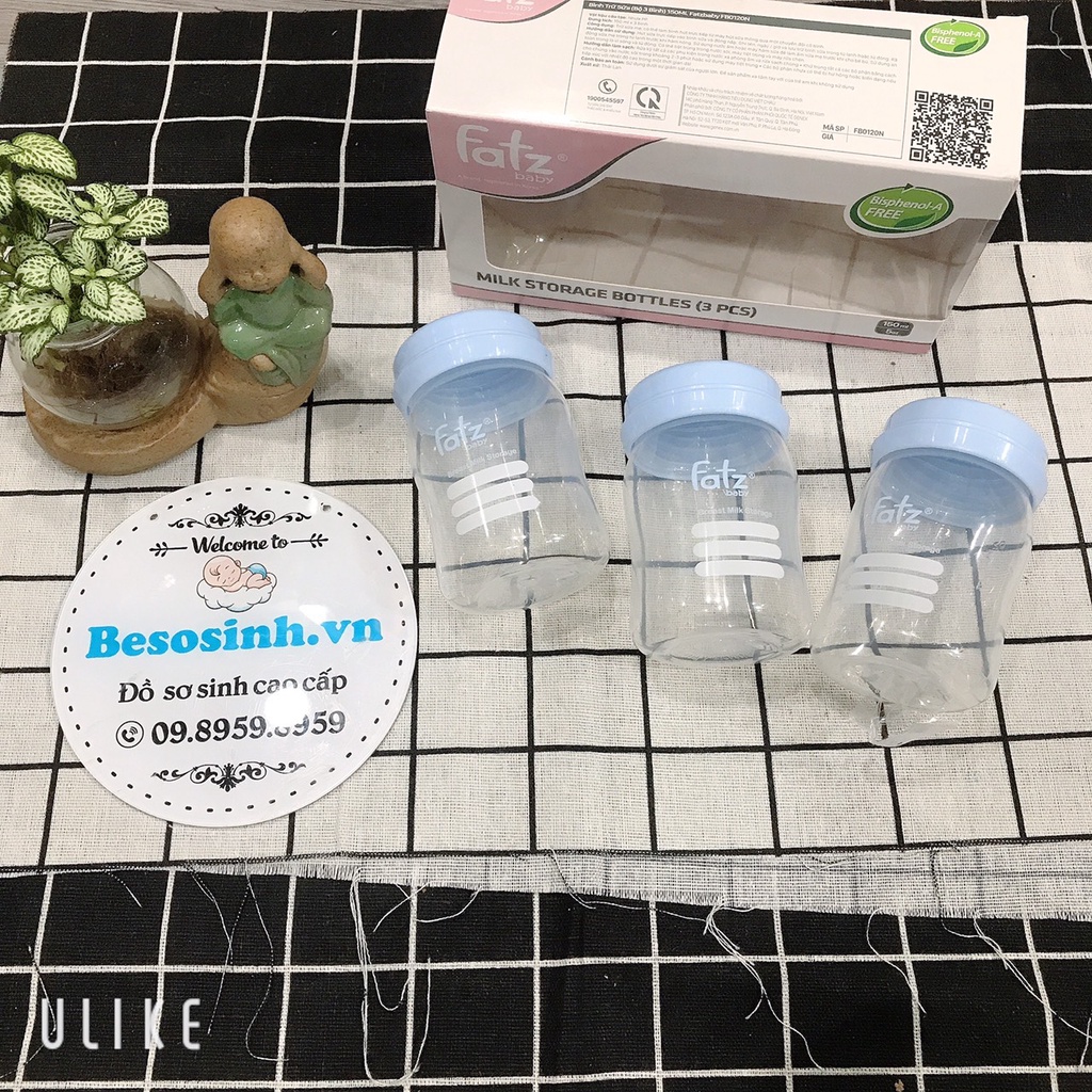 Bình trữ sữa 150ml (bộ 3 bình) Fatzbaby FB0120NH
