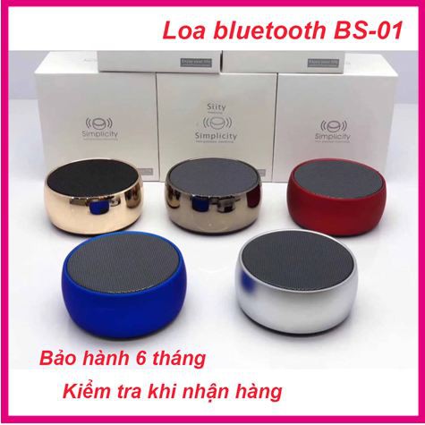 Loa bluetooth BS01,Vỏ Kim Loại, Bass Hay, Có Móc Treo Tiện Lợi, Có Khe Cắm Thẻ Nhớ, Cổng 3.5,pin trâu, bảo hành 3 tháng.