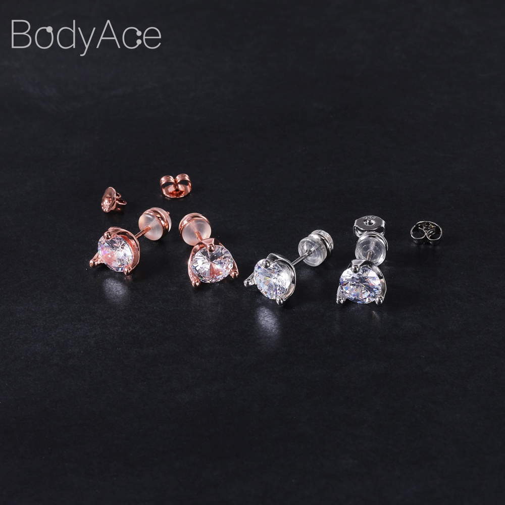 1 Cặp Bông Tai Bạc 925 Đính Đá Zircon Chống Dị Ứng