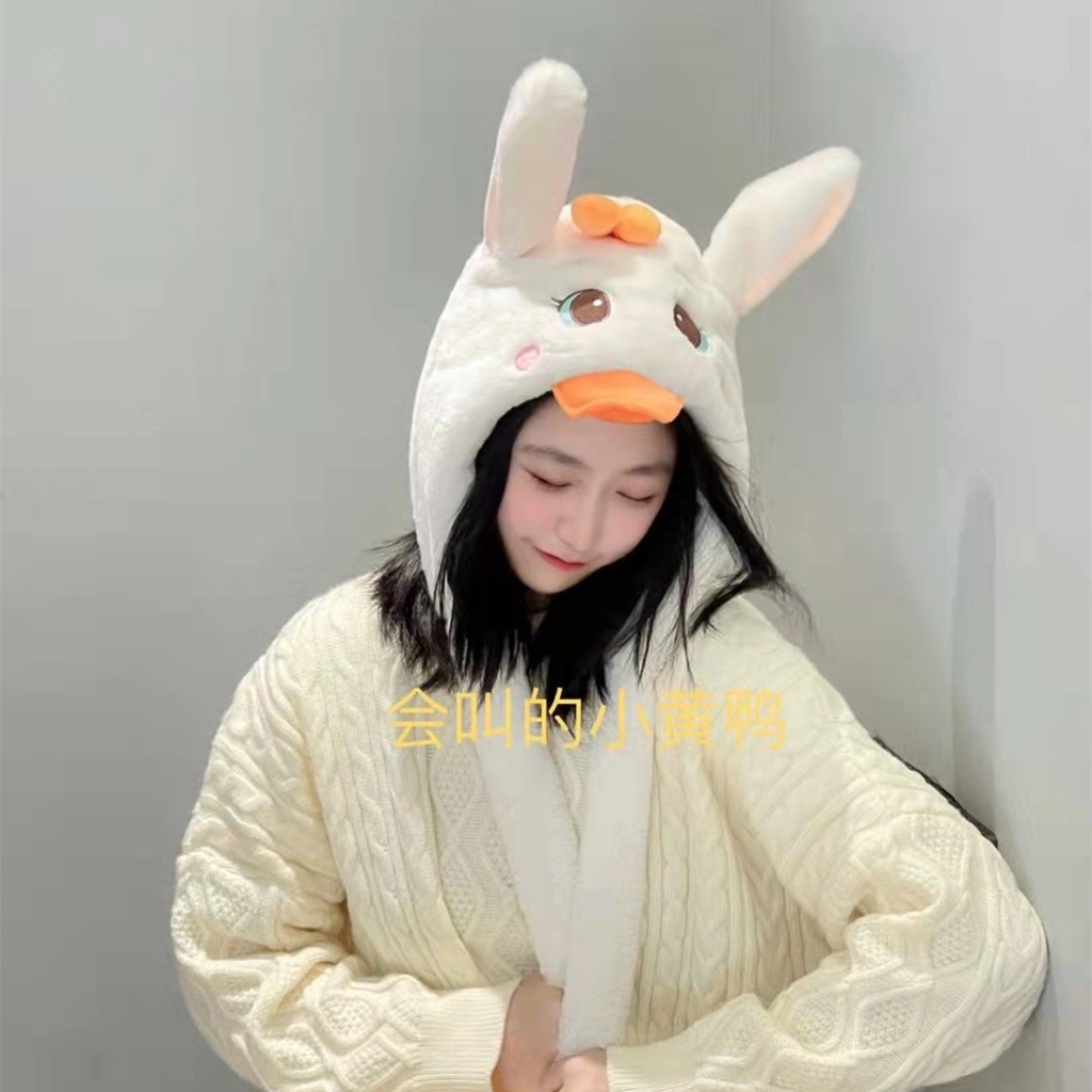 Mũ Và Khăn Choàng Cổ Nhồi Bông Hình Chú Vịt Hoạt Hình / Hổ / Cinnamoroll / Pikachu Có Thể Di Chuyển Dùng Làm Quà Tặ