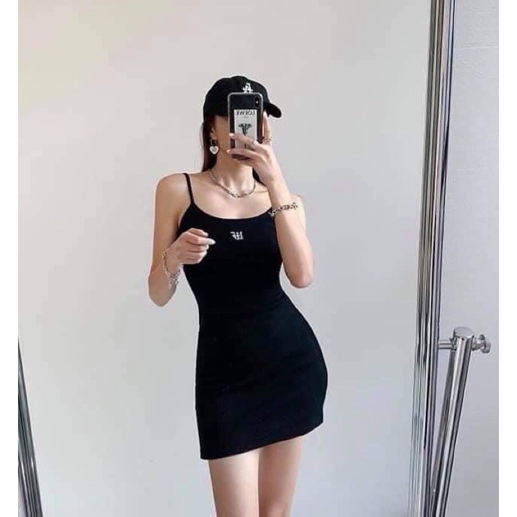 Đầm body nữ hai dây thêu chữ baby quyến rũ