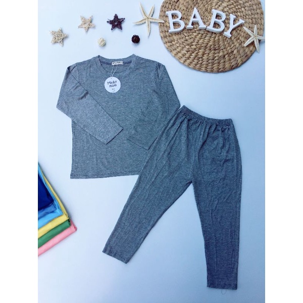 [Bé 20-32kg] Bộ dài tay màu trơn thun lạnh Minky Mom cho bé trai bé gái từ 20-32kg