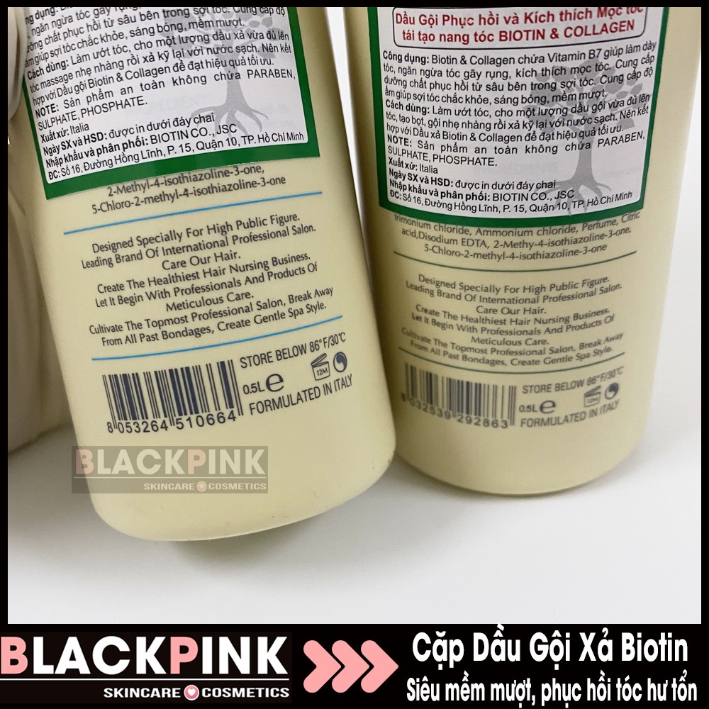 Cặp gội xả BIOTIN COLLAGEN  mẫu mới 500ml - 1000ml - hàng công ty phân phối có tem tiếng Việt