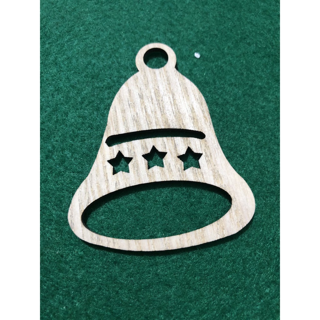 Phụ Kiện Trang Trí Noel, Giáng Sinh, Năm Mới Bộ 6 Hình Qủa Chuông Gỗ Xâu Dây Treo Sẵn