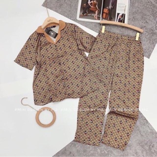 Set bộ lụa pizama hoạ tiết