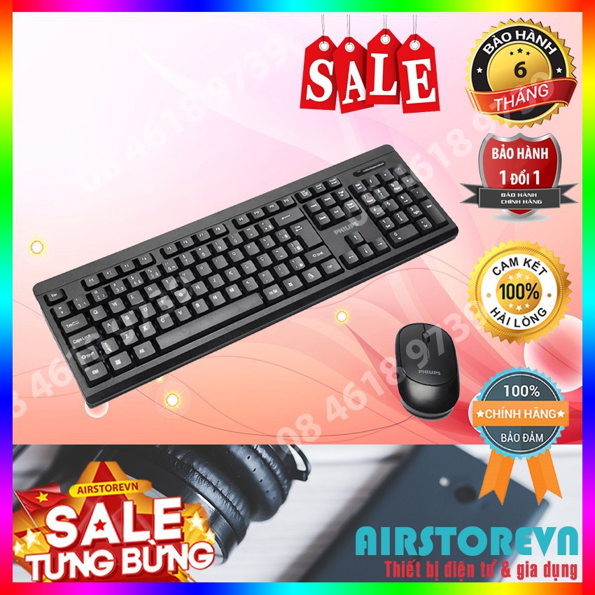 COMBO BÀN PHÍM CHUỘT KHÔNG DÂY PHILIP 6324 BẢO HÀNH 12 THÁNG- Hàng chính hãng Luna Outlet