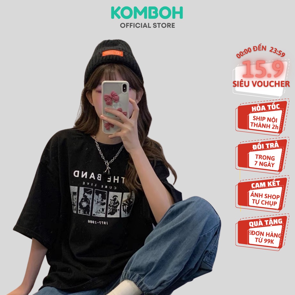 áo phông nữ form rộng KOMOBH tay lỡ unisex xanh lá đẹp oversize, áo thun nam nữ form rộng THEBRAND A111
