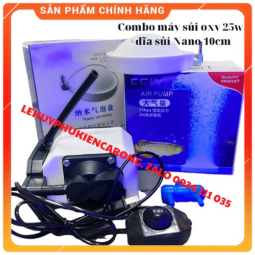Máy Sủi Oxy Cho Bể Cá Rồng Có Tăng Giảm 25w 30L/H + Combo Full Phụ Kiện Cho Anh Em