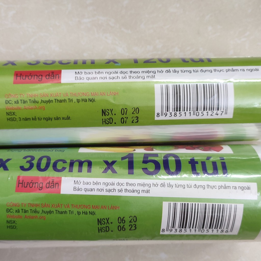 Túi đựng thực phẩm 🔥FREESHIP🔥 cuộn 120 túi đựng thực phẩm, bọc thực phẩm tự phân hủy An Lành - Chất liệu HDPE