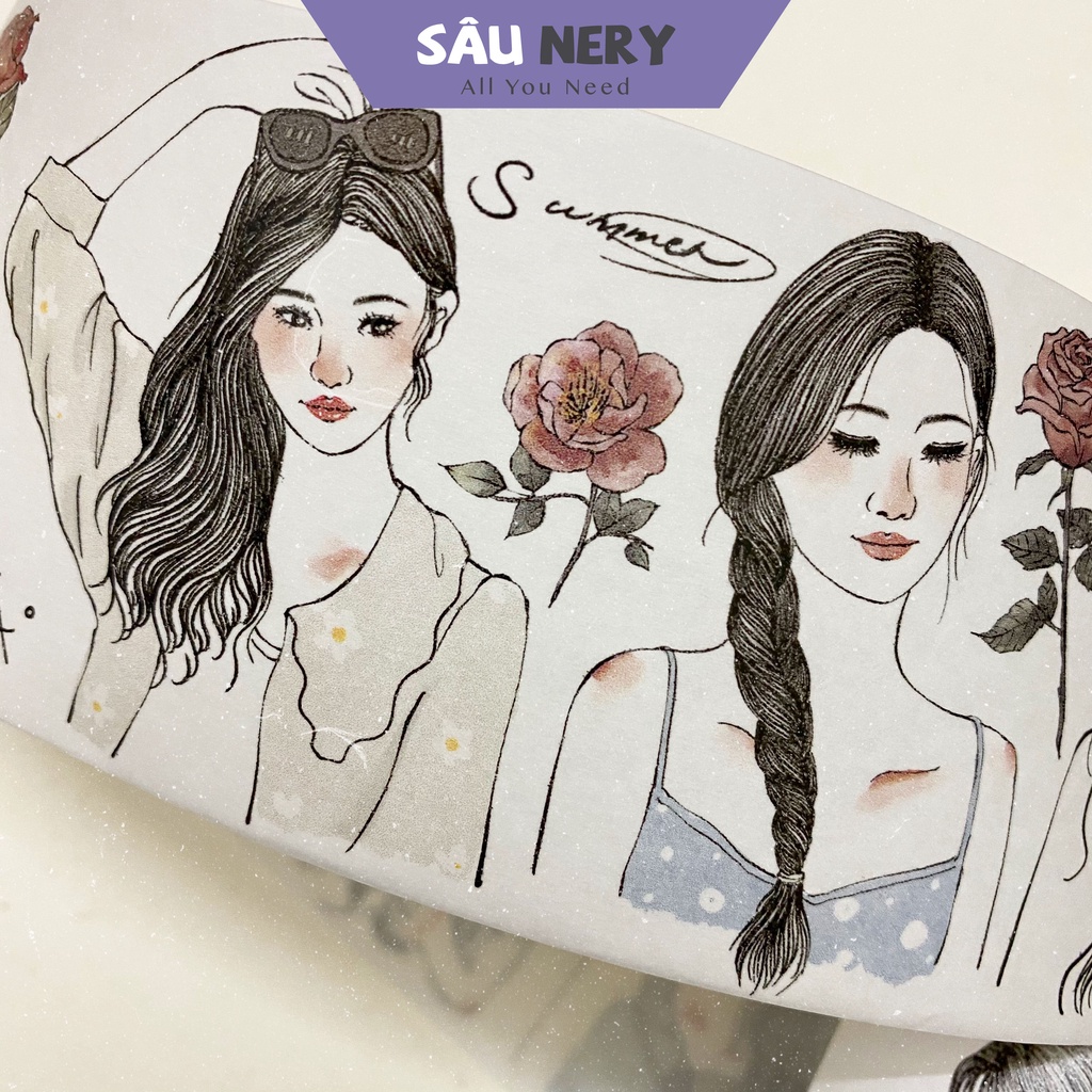 Sâu Nery - Băng dán trang trí washi tape hình cô gái Vol.3 by Jenny Studio (100cm)