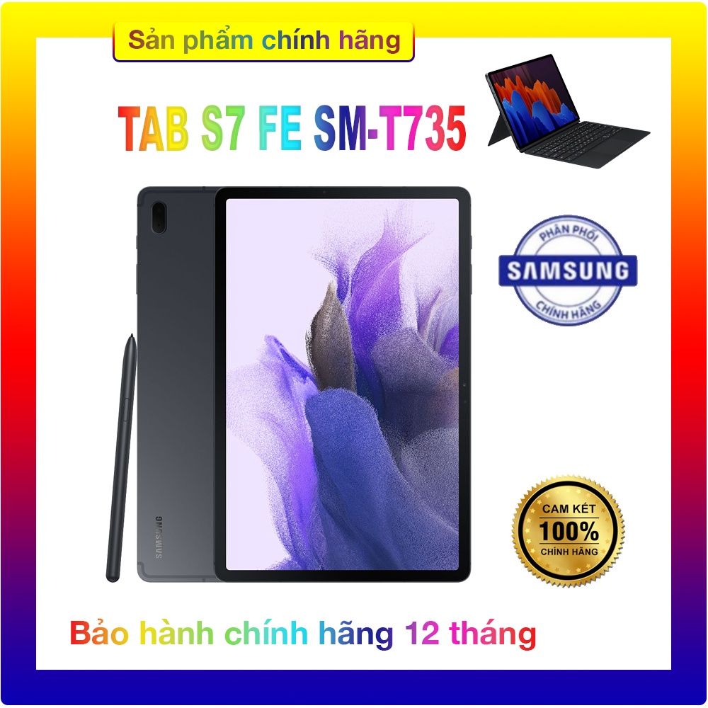 [Mã 151ELSALE hoàn 7% xu đơn 300k] Máy tính bảng Galaxy Tab S7 FE SM-T735 Kèm bao da bàn phím Hàng chính hãng