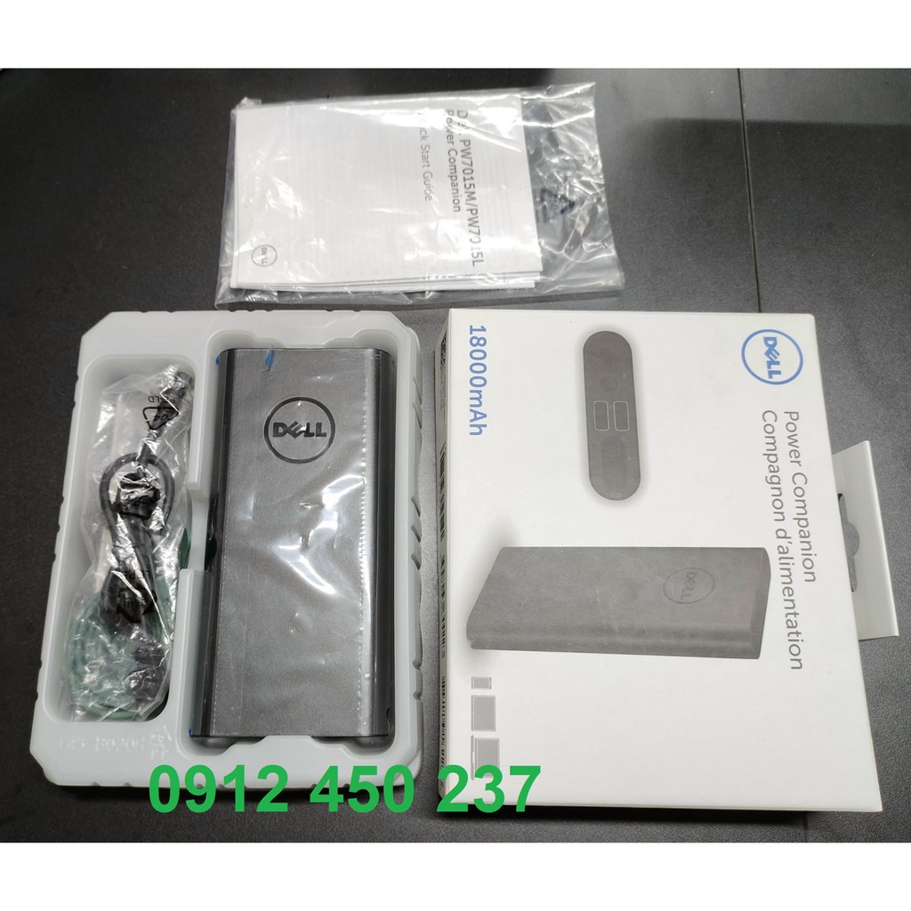 Pin dự phòng Dell 2 trong 1 sạc cho Laptop và điện thoại Dell Power Bank Plus  New 100%