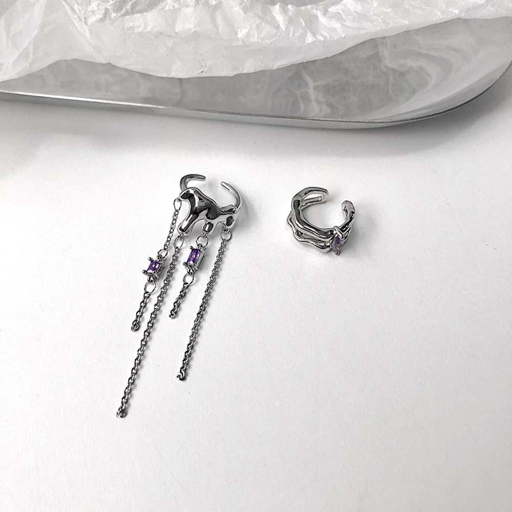 Bông Tai Dạng Kẹp Không Cần Xỏ Lỗ Màu Tím Dành Cho Nữ MXMUSTY|Trang Sức Thời Trang Kiểu Đơn Giản