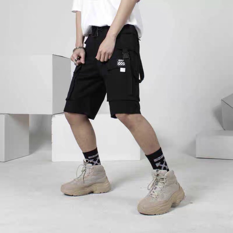 [ MỚI SIÊU HÓT ] QUẦN SỌT TÚI HỘP 2 CHỐT IN LOGO kiểu short đùi lững nam nữ màu đen chất kaki tốt M22