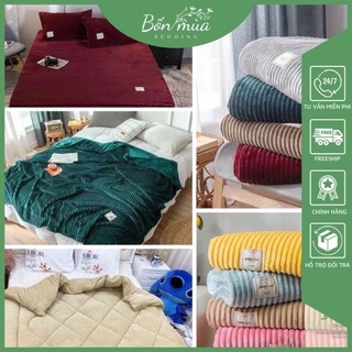 Bộ Ga Gối Nỉ Nhung Tăm Kèm Chăn Nỉ Mỏng/ Chăn Đông Nỉ Tăm Đồng Bộ - ga kích thước m6; m8; 2m2, chăn kích thước 2mx2m2