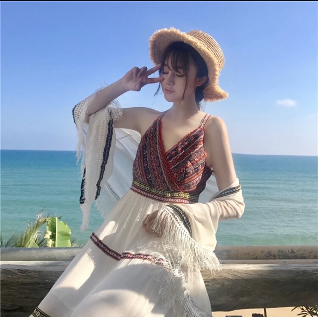 Áo choàng voan kimono khoác ngoài đi biển