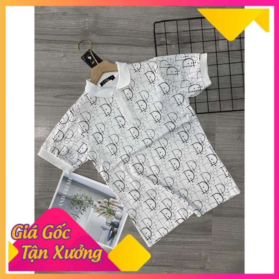 Áo thun nam ngắn tay cổ trụ , Cotton cao cấp Dior