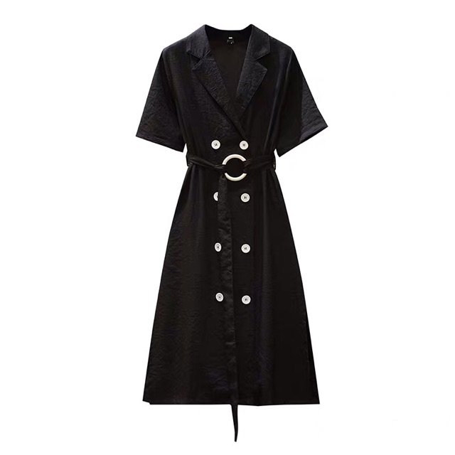 (Order-ảnh thật) bigsize L-4XL Đầm blazer cổ vest phối cúc dáng dài kèm belt tròn | BigBuy360 - bigbuy360.vn