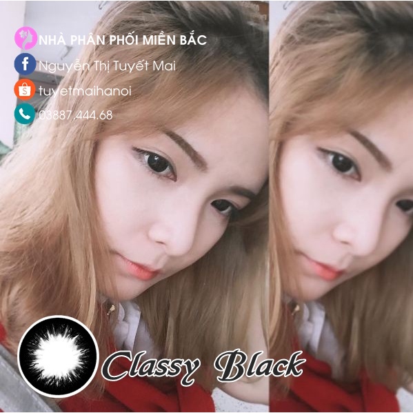 [ Ảnh Thật ] Lens Đen Tự Nhiên Siêu Êm Siêu Mềm Classy Black 14.2mm 0 Độ - Lens Hàn Quốc Chính Hãng Vassen Sexy Me