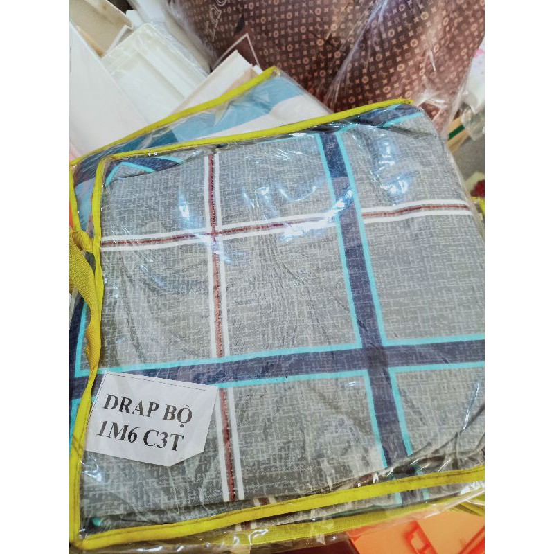 DRAP bộ 1m6 nệm cao, nệm lò xo COTTON HÀN QUỐC - kèm HÌNH THẬT TỰ CHỤP