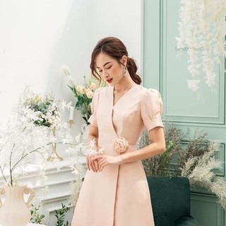 Đầm Dự Tiệc Dáng Xòe Phối hoa thanh lịch