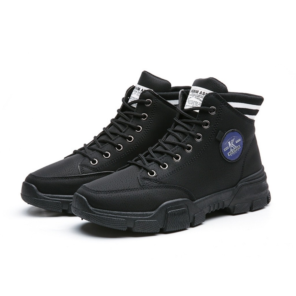 Giày cao cổ nam Denim da cao cấp kiểu dáng thời trang phong cách