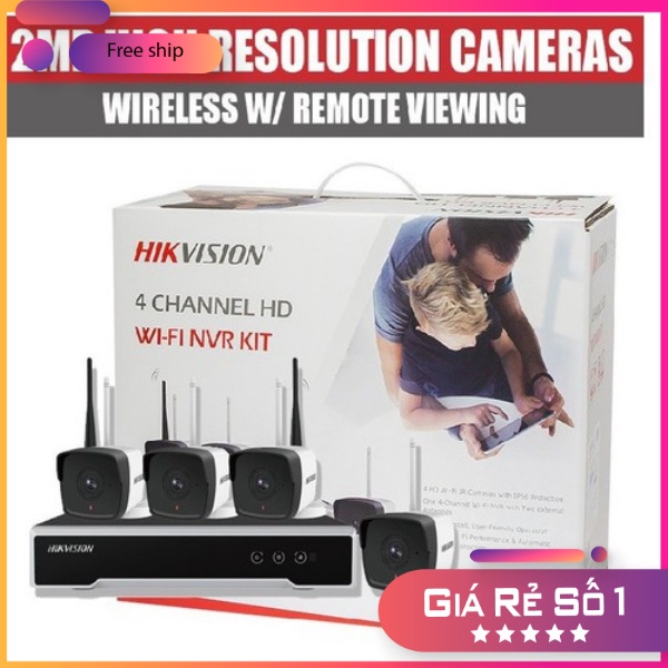 Bộ Kit 4 Camera IP Wifi 2MP Thế hệ mới HIKVISION NK42W0H