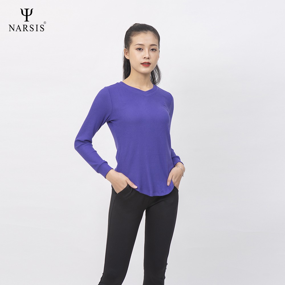 Áo len nữ cổ tim đuôi tôm Narsis L0068 màu tím