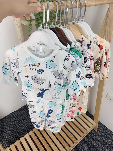 Bộ cotton thông hơi Quảng Châu cao cấp dài tay cho bé từ 9 đến 19kg (màu 7-10)