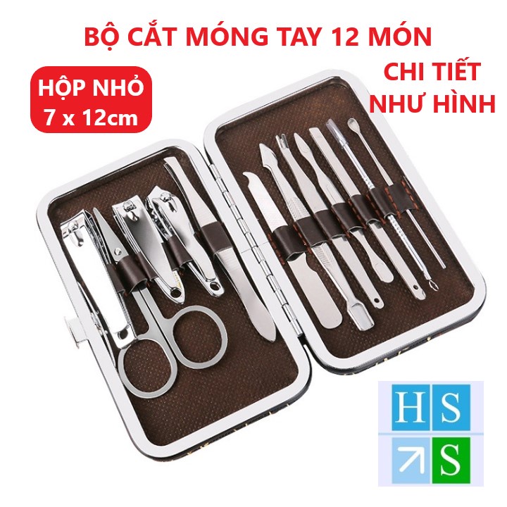 Bộ cắt móng tay 12 món (Hộp nhỏ) dụng cụ làm móng tay chân tiện lợi chất liệu thép không gỉ - HS Shop Thủ Đức