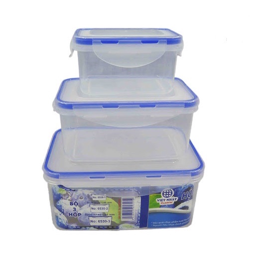 Bộ 3 Hộp Đựng Bảo Quản Thực Phẩm Nhựa Việt Nhật