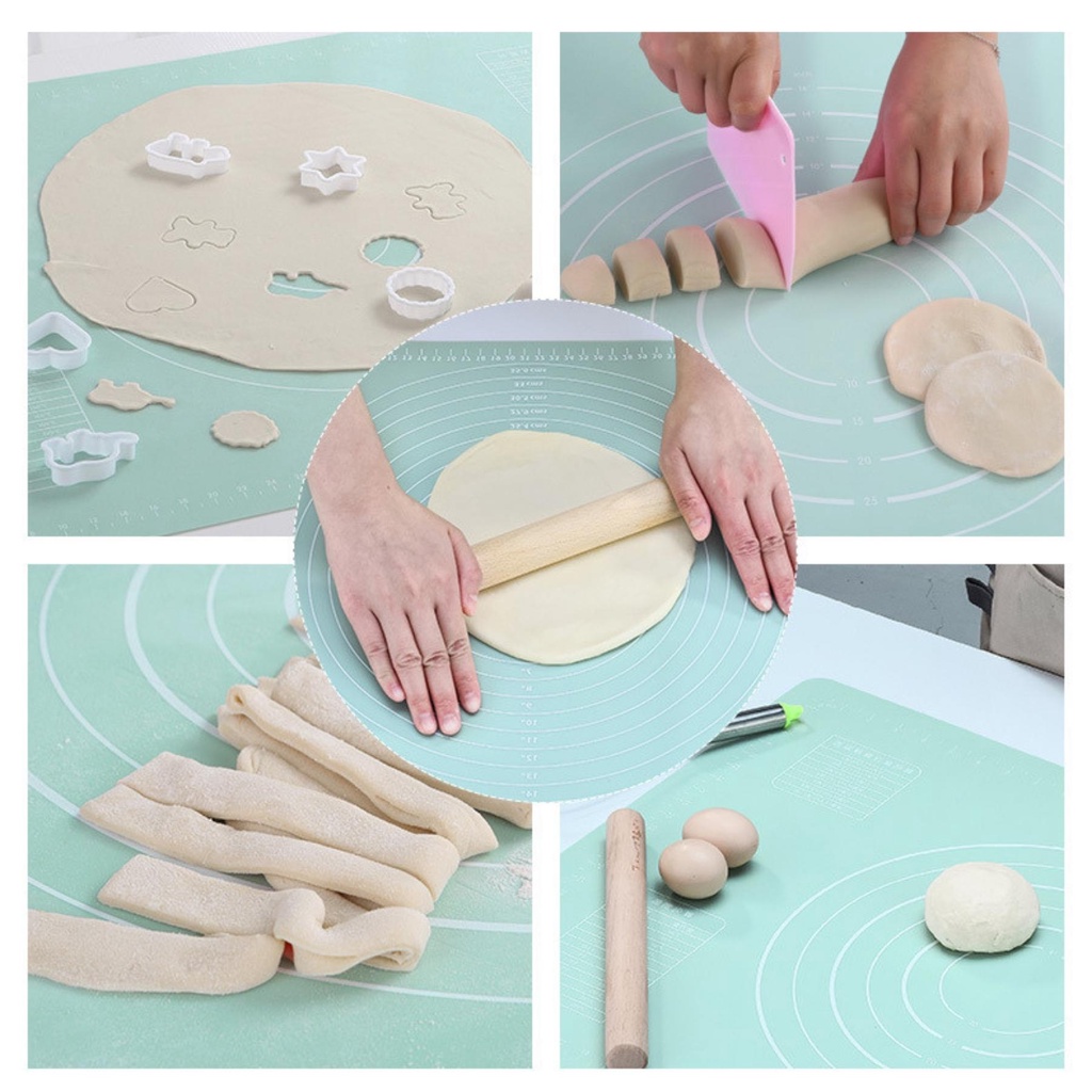 Thảm Nhào Nặn Làm Bánh, Tấm Lót Nhào Bột Slicone Chống Dính Chịu Nhiệt Màu Pastel Kích Thước 30x40cm
