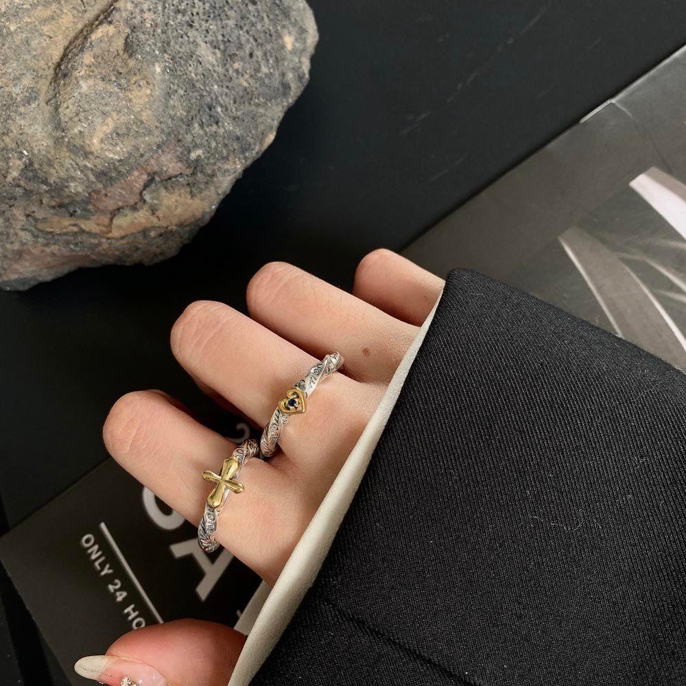 Nhẫn Hở Khắc Chữ Phong Cách Punk Thanh Lịch Cho Nữ