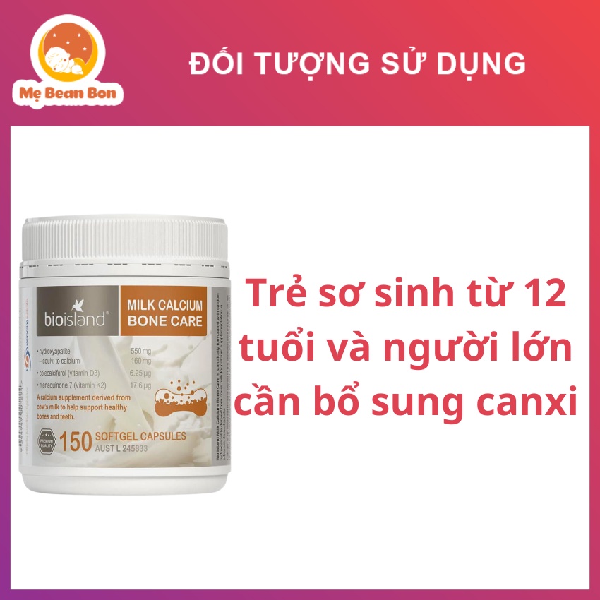 Canxi sữa Bio Island Milk Calcium 90/150 viên của úc cho bé bổ sung canxi phát triển chiều cao từ 7 tháng tuổi trở lên