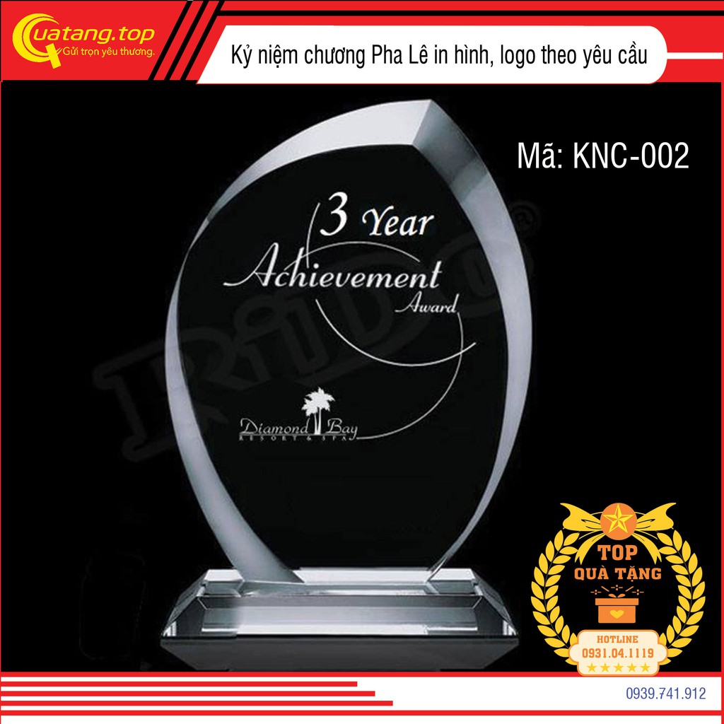 Kỷ niệm chương TopGift chất liệu pha lê in tên logo theo yêu cầu | Quà lưu niệm