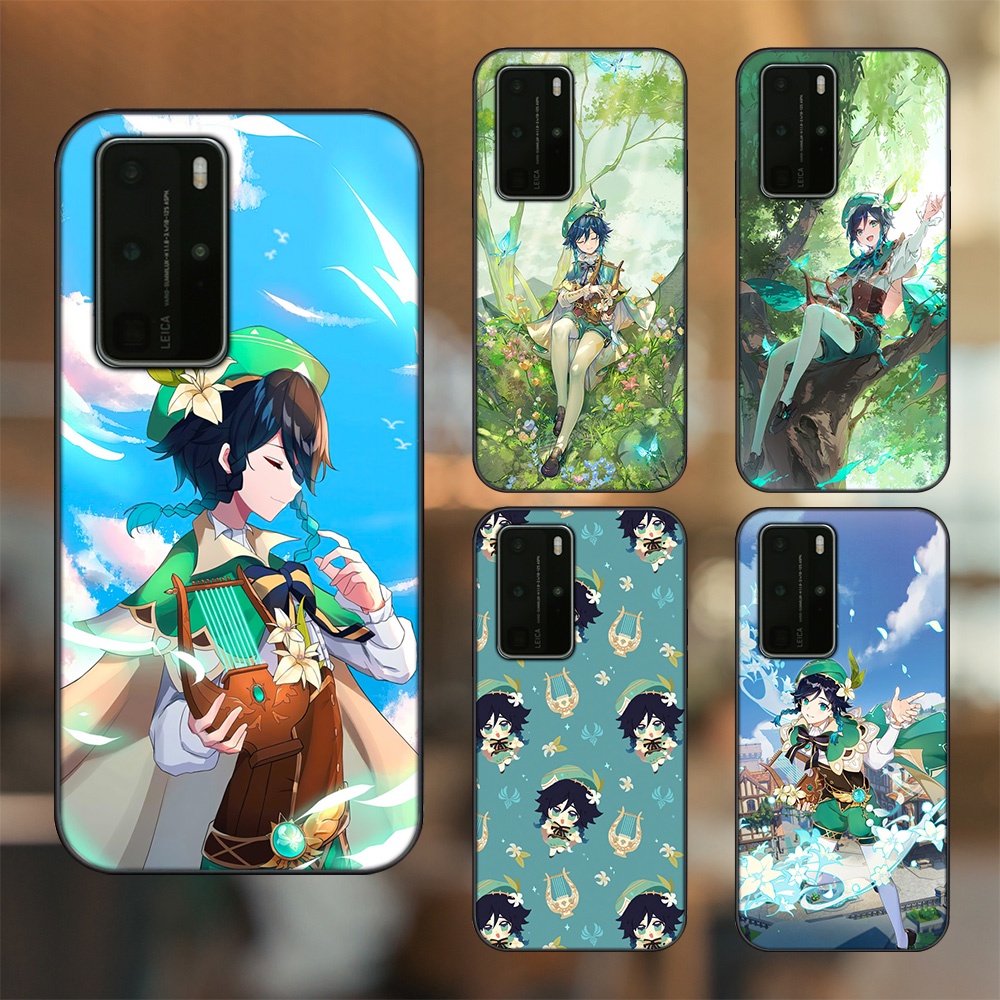 Ốp lưng Huawei P40 Pro viền đen in hình Venti Genshin Impact