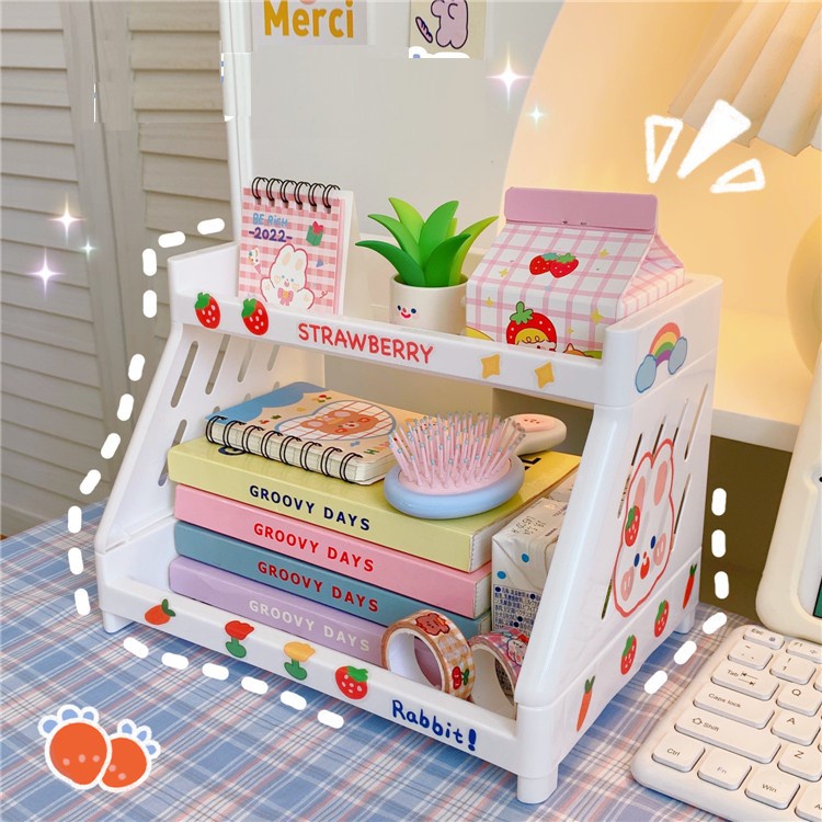 Kệ để bàn học đựng mỹ phẩm gia vị bàn làm việc mini 2 tầng decor siêu xinh Cute Shop