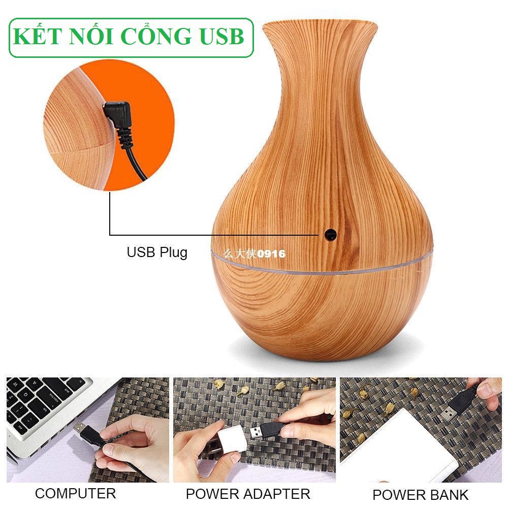 Máy Phun Sương Tạo Độ Ẩm, Khuếch Tán Tinh Dầu Vân Gỗ Cổ Cao ( giá rẻ nhất shopee )