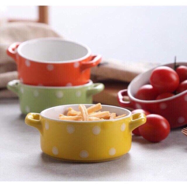 Bát gốm sứ chấm bi