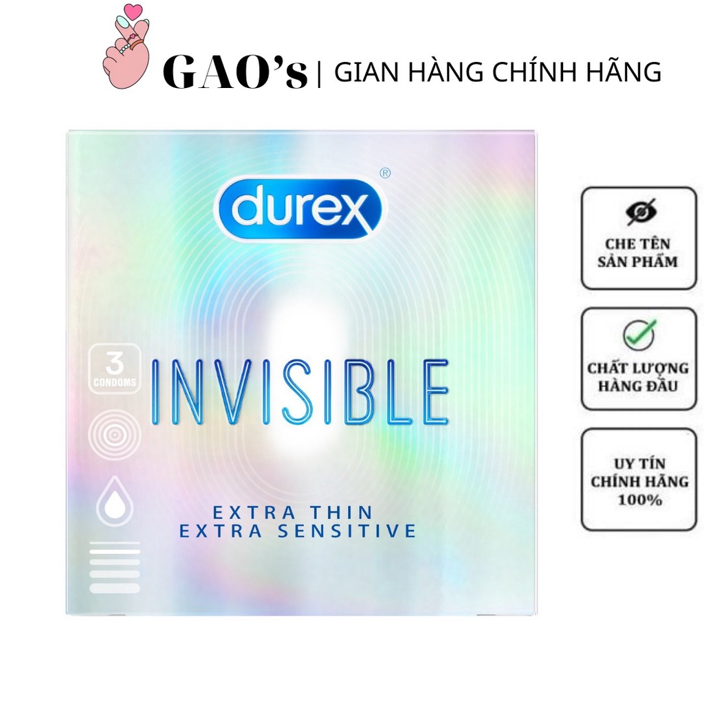 Combo 2 Hộp Bao Cao Su Siêu Mỏng Durex Invisible gấp đôi lượng gel - Mua 2H 10 bao + tặng 1H 3 bao