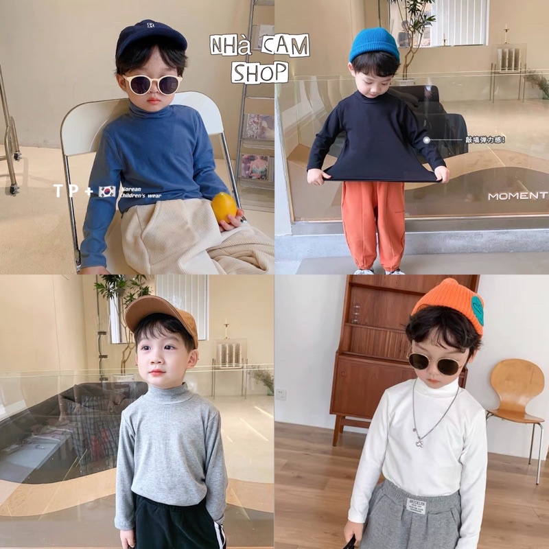 Áo Dài Tay Cao Cổ Chất Thun Co Giãn 4 Chiêu Cho Bé Trai, Bé gái - Nhà Cam