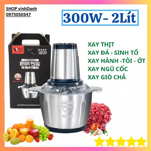 [ 𝑳𝑶𝑨̣𝑰 𝑿𝑰̣𝑵 ] Máy xay thịt, máy xay đa năng, công suất 250W, cối ⚡𝑰𝑵𝑶𝑿 304⚡, 4 lưỡi dao sắc bén 9 ( bảo hành 6 tháng )