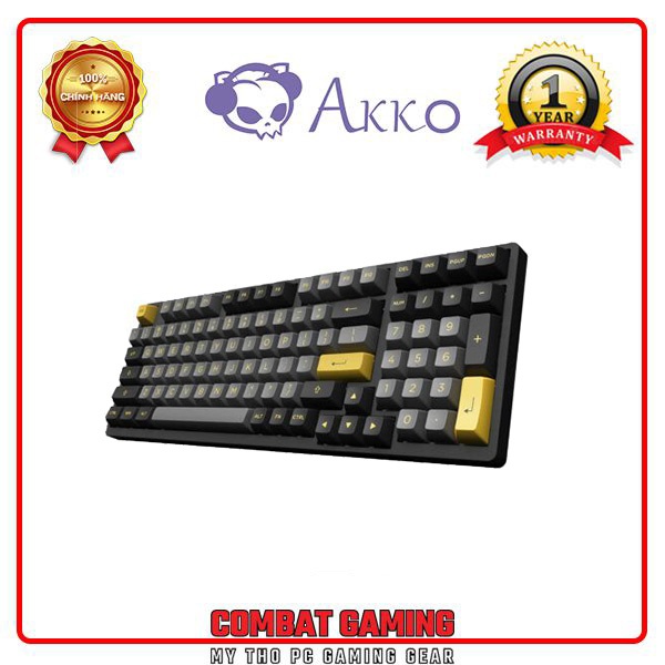 Bàn phím cơ AKKO 3098N Multi-modes Black Gold (Bluetooth 5.0 / Wireless 2.4Ghz / Hotswap / Foam tiêu âm / Foam đáy / TTC