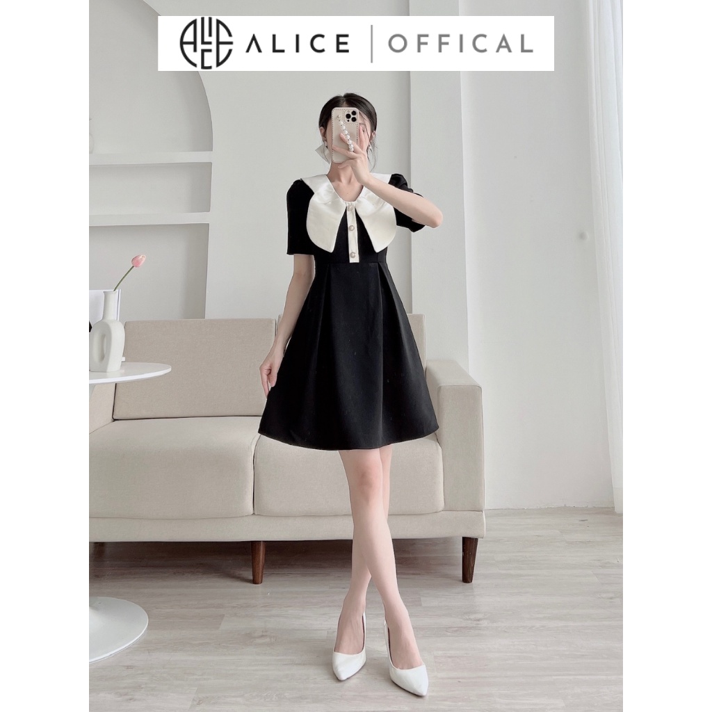 Váy Công Sở Nữ ALICE Chất Vải Manggo Cao Cấp Thiết Kế Dáng Chữ A Cổ Cách Điệu Thanh Lịch V833