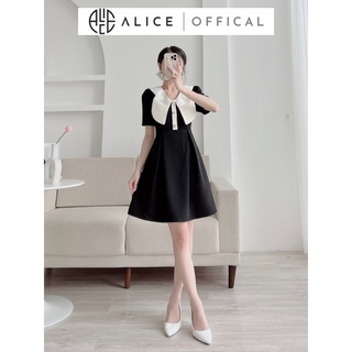 Váy Công Sở Nữ ALICE Chất Vải Manggo Cao Cấp Thiết Kế Dáng Chữ A Cổ Cách Điệu Thanh Lịch V833